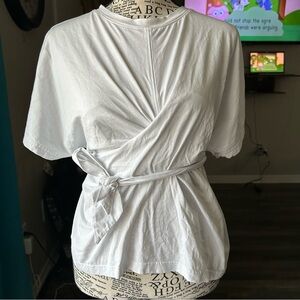 Banana Republic White Wrap T-Shirt/Blouse Kimono Style Dressy Casual XS Supima
